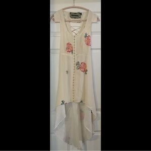 Reformation Dress 100% Silk Floral Hi Low Corset Style